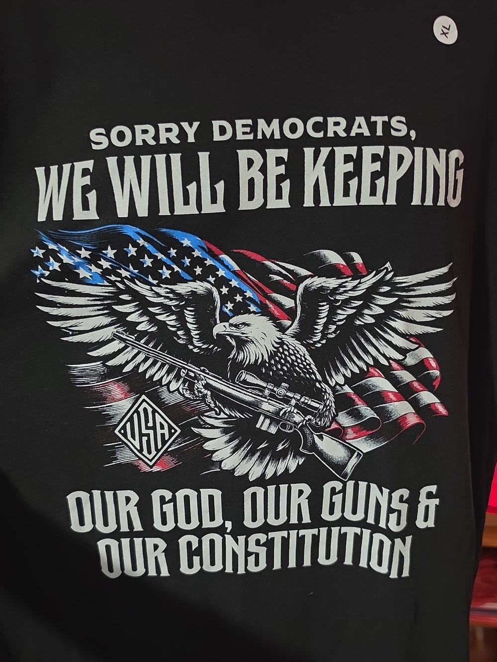 Mens Black Short-Sleeve Graphic Tee - Patriotic Eagle Design